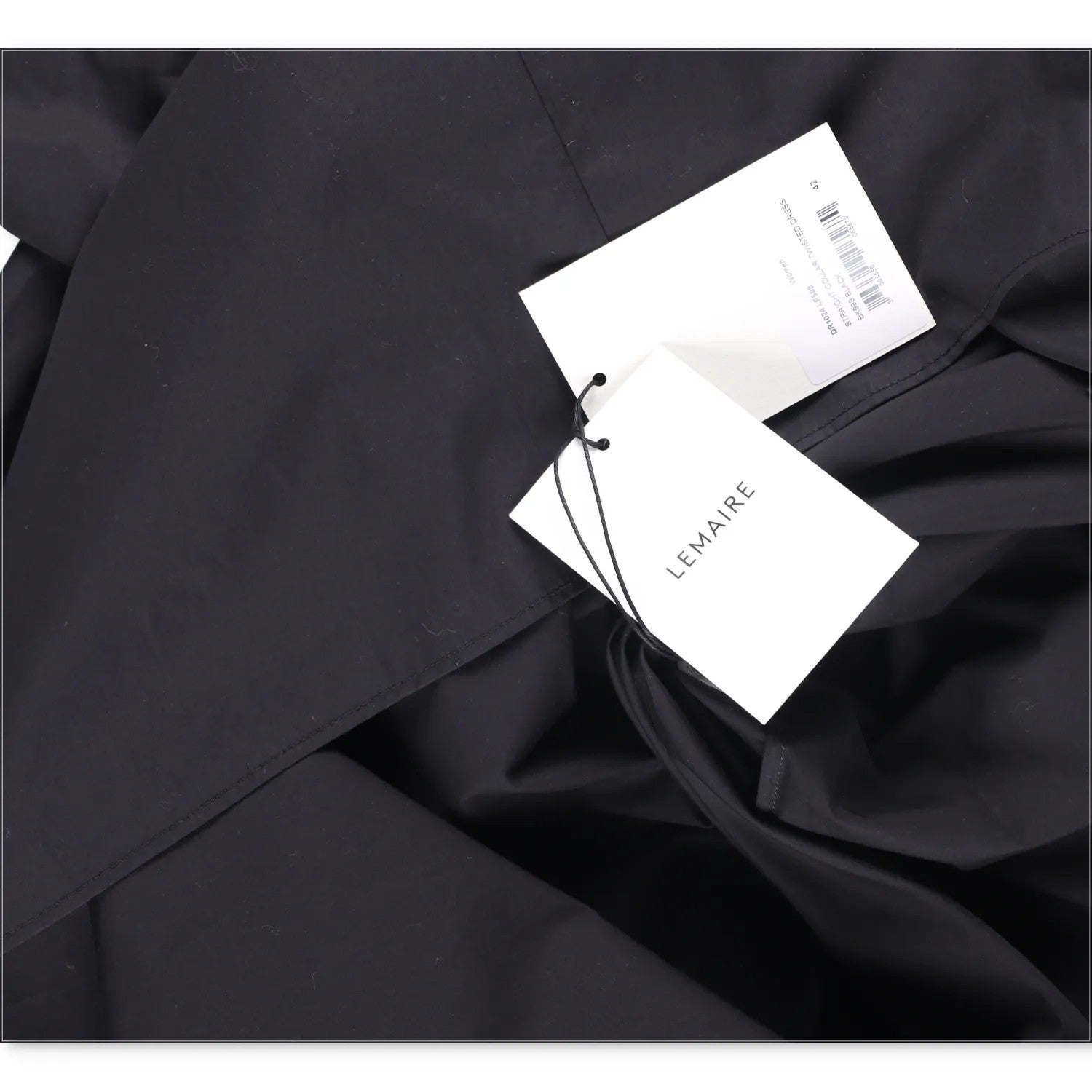 LEMAIRE Women Midi Dress High Neck Long Sleeve Side Wrap Detail Cotton 42 RRP440 — View 8