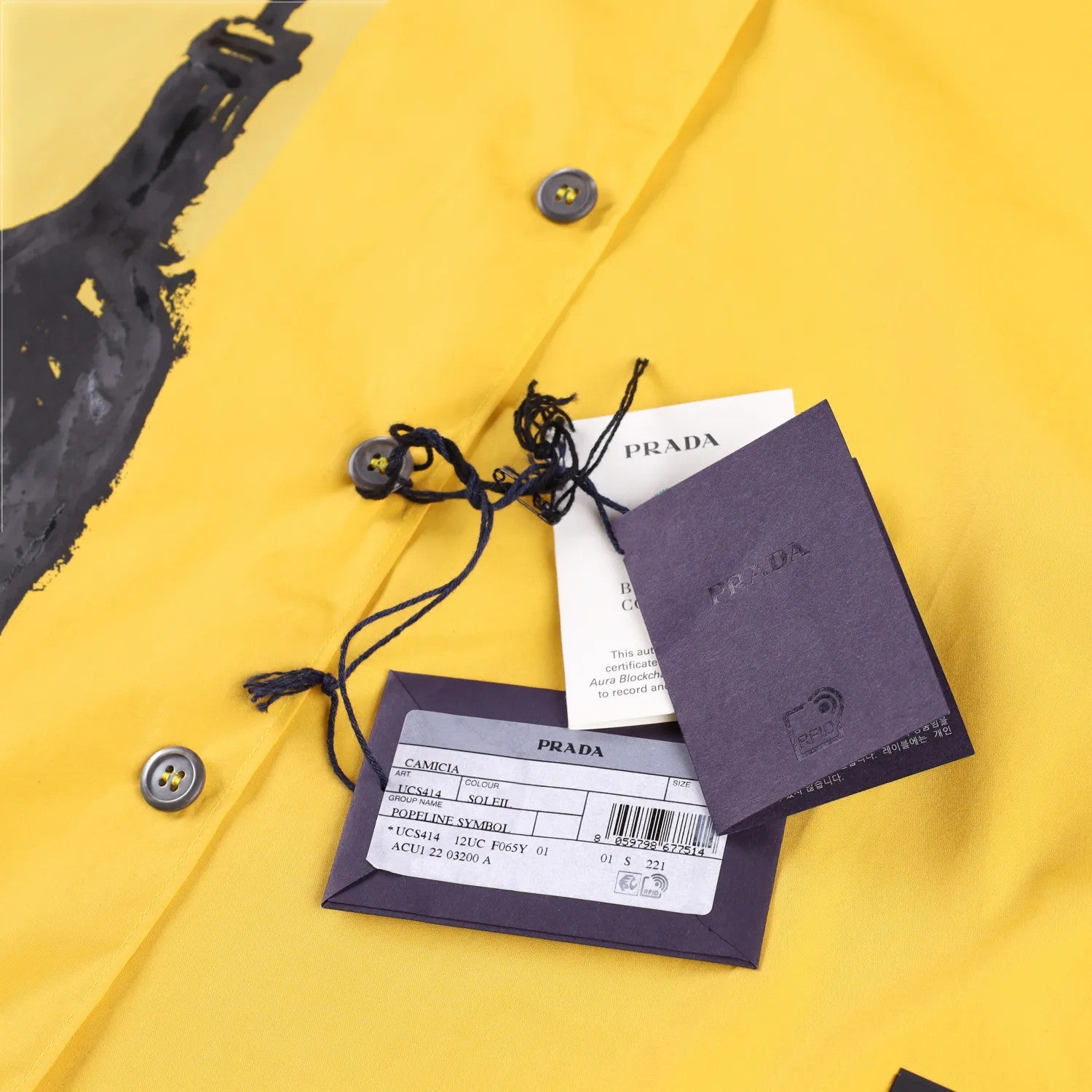 PRADA Mens Shirt Colourblock Short Sleeve Yellow Large Graphic Design L RRP 1100 — View 10