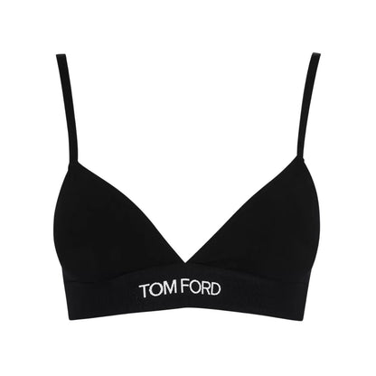 TOM FORD Womens Soft Cup Bra Jersey Logo Band Black Strap Size XL RRP 155