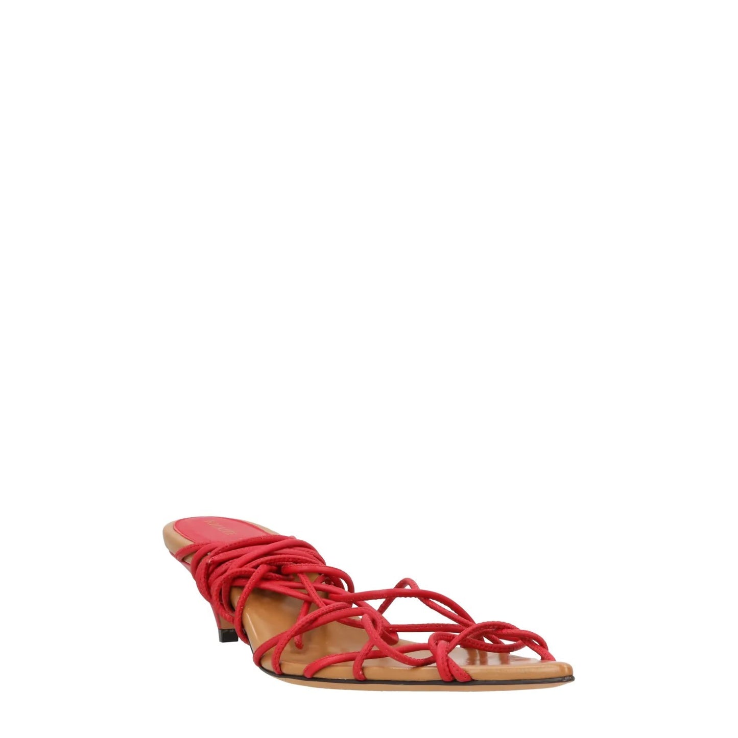 KHAITE Womens Arden 45 Red Leather Kitten Heel Sandals Strappy UK 5 RRP 880 — View 2