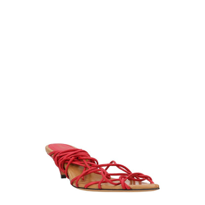 KHAITE Womens Arden 45 Red Leather Kitten Heel Sandals Strappy UK 5 RRP 880 — View 2