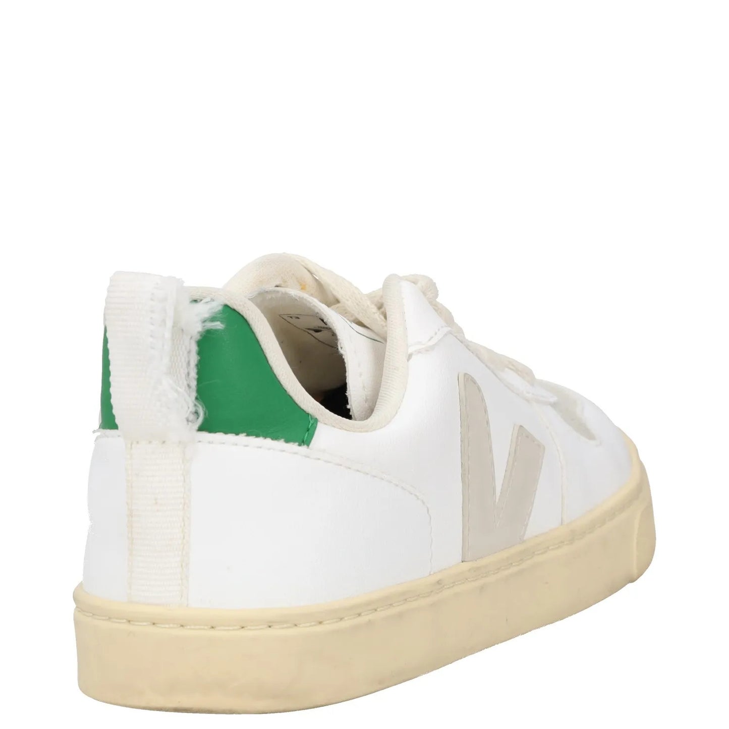 VEJA Boys Trainers White Green Beige Leather Low Top Lace Up UK 3 RRP 75 — View 6