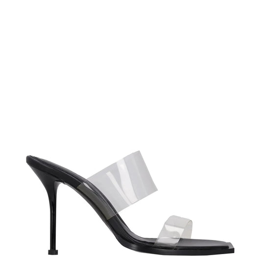 ALEXANDER MCQUEEN Womens Stiletto Heels Black Synthetic Clear Straps UK8 RRP 700
