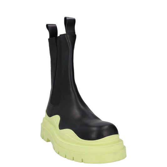 BOTTEGA VENETA Mens Chelsea Boots Black Yellow Leather High Ankle UK 11 RRP 1090 — View 2