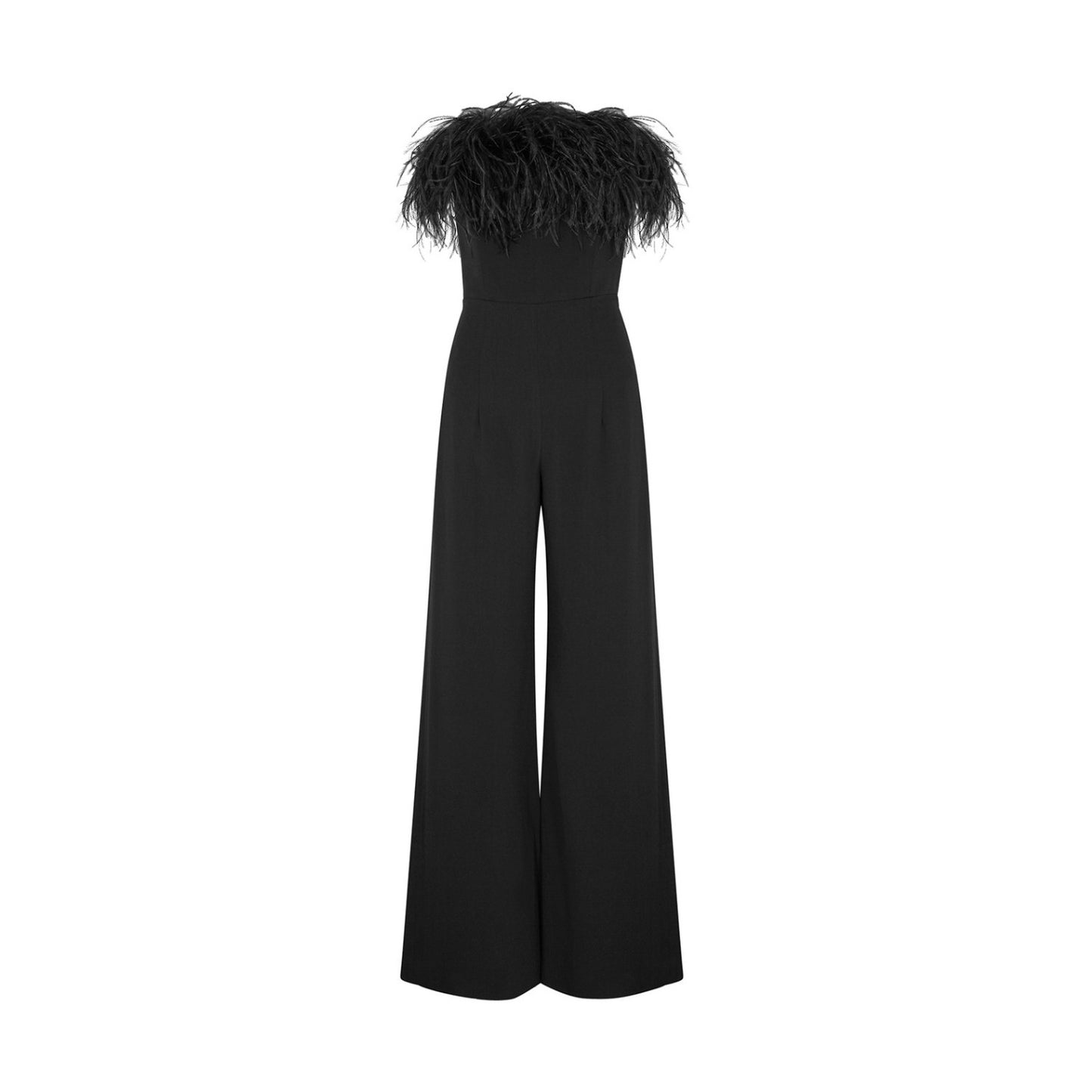 16ARLINGTON Womens Taree Strapless Jumpsuit with Feather Trim Black 8 RRP 990