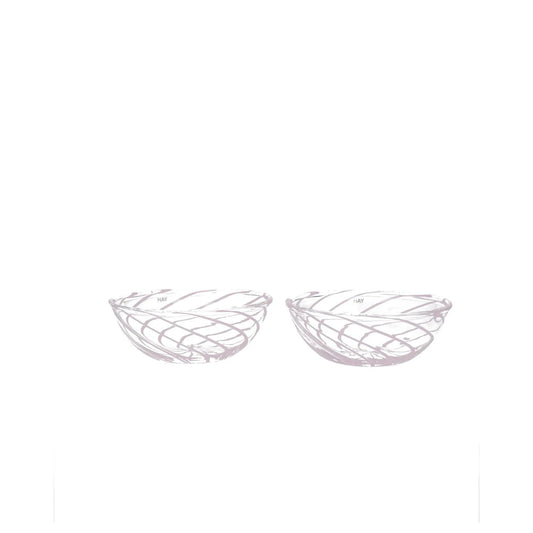 HAY Pink Glass Bowl Set Swirl Pattern Smooth Finish Modern Dining RRP 60 — View 2