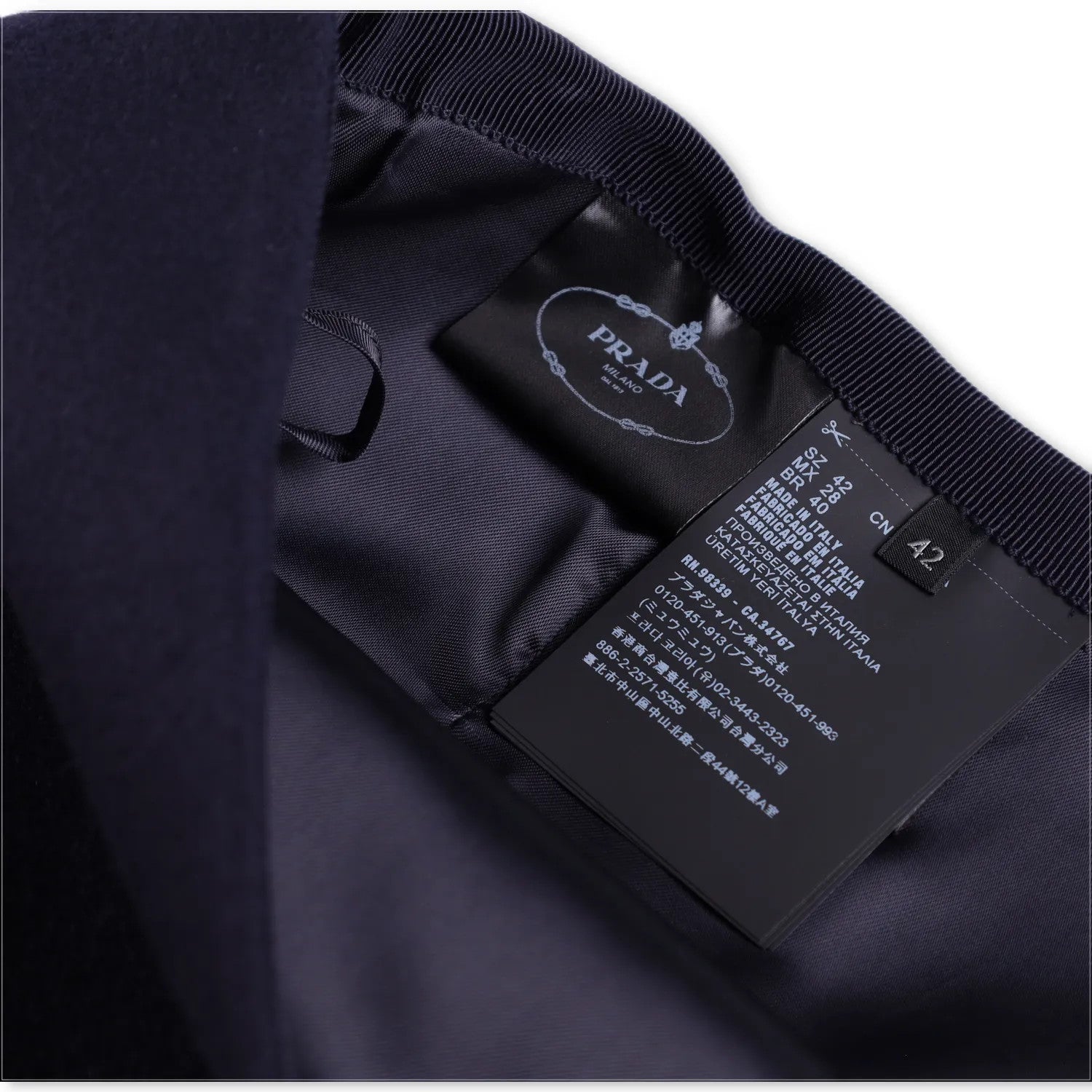 PRADA Womens Mini Skirts Navy Blue Asymmetric Wool Zip Size 42 RRP 1460 — View 5