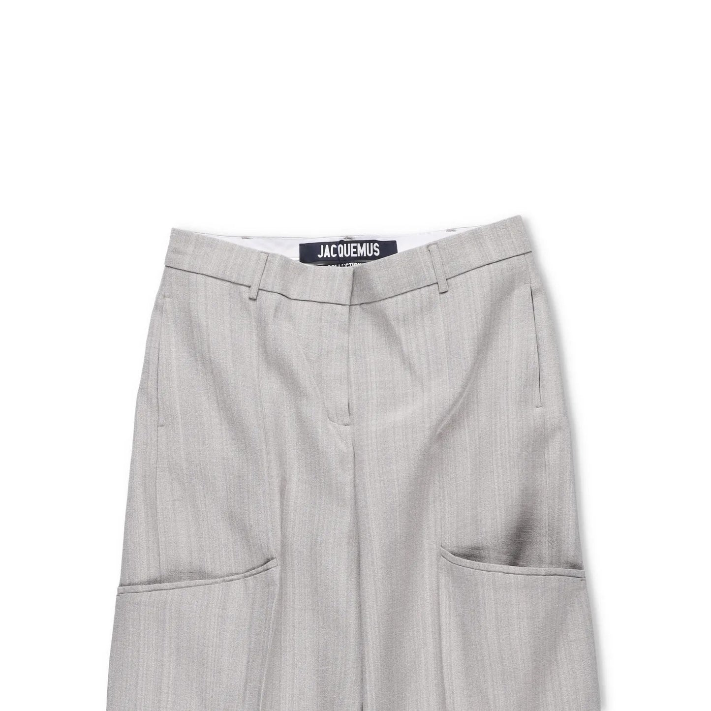 JACQUEMUS Womens Wide Leg Trousers Grey Silk Blend Pockets Size 40 RRP 300 — View 2