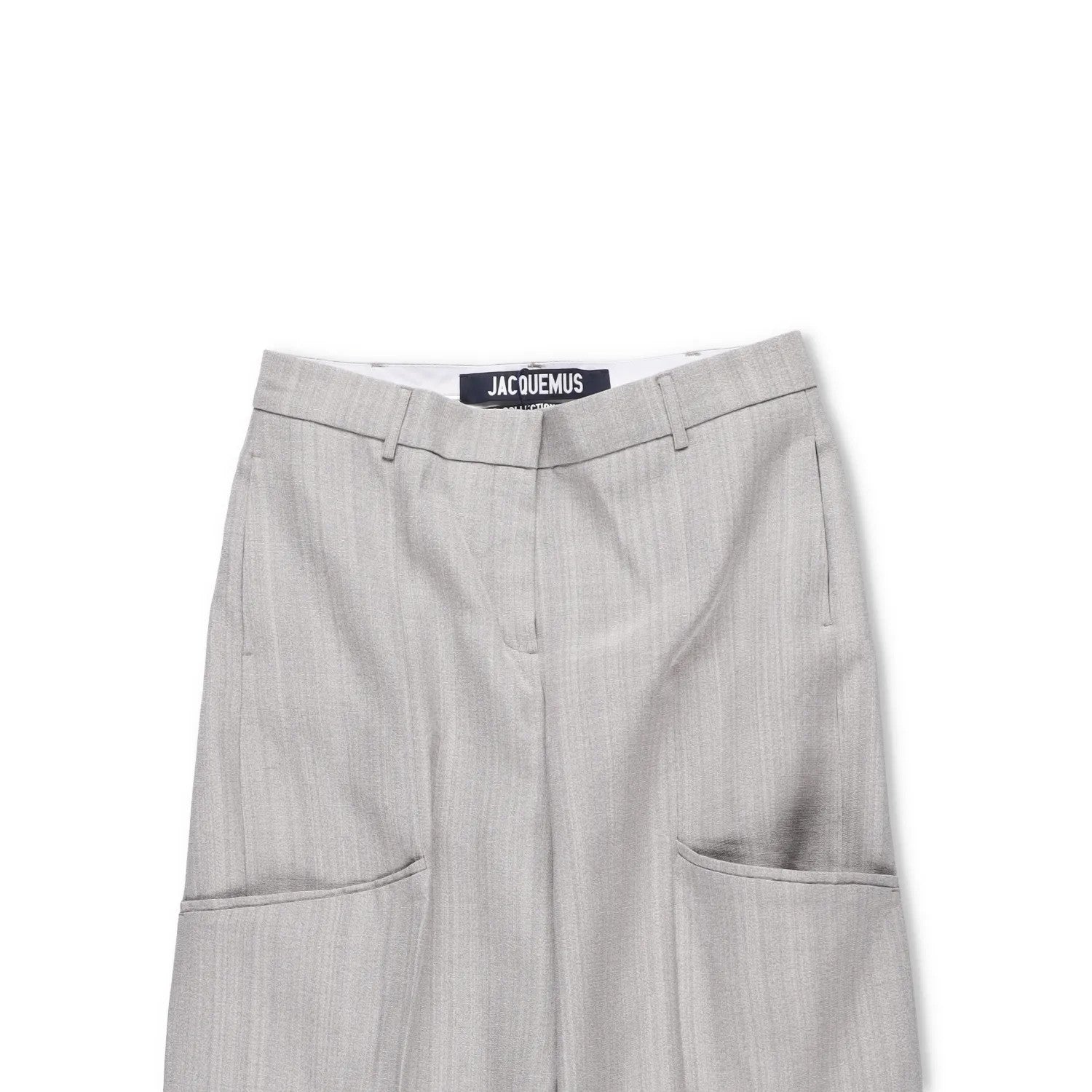 JACQUEMUS Womens Wide Leg Trousers Grey Silk Blend Pockets Size 40 RRP 300 — View 2