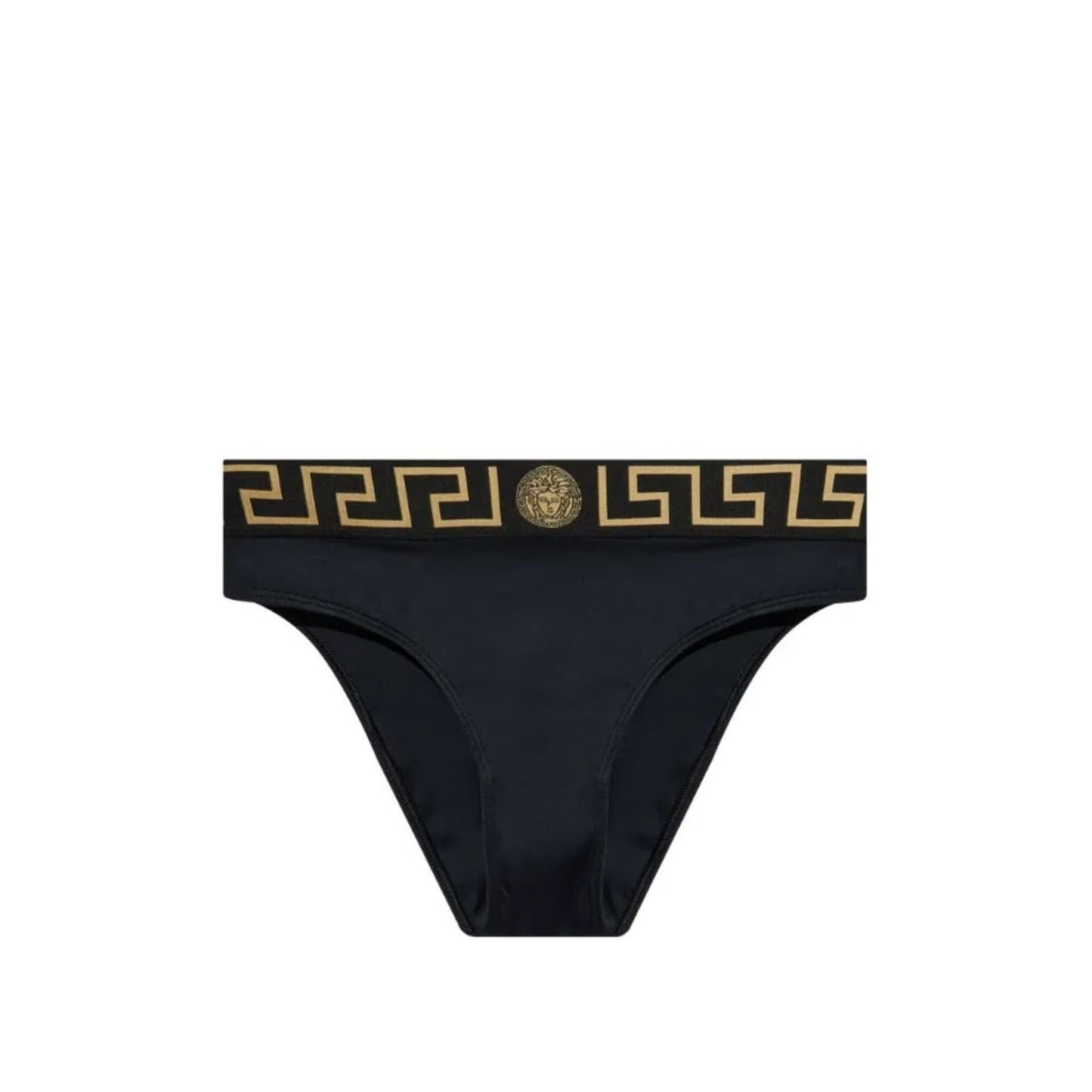 VERSACE Women E Bikini Bottoms Logo Elasticated Waistband Black Size S RRP 150