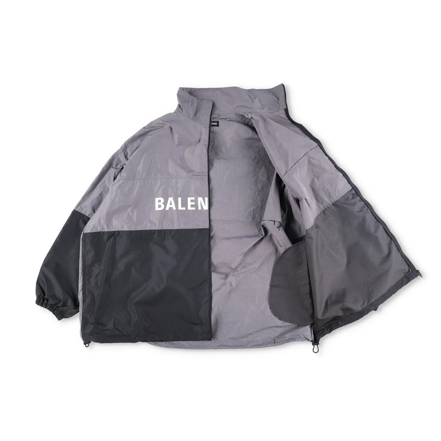 BALENCIAGA Mens Track Jacket Grey Black Windbreaker Stand-Up Collar 48 RRP 1500 — View 5