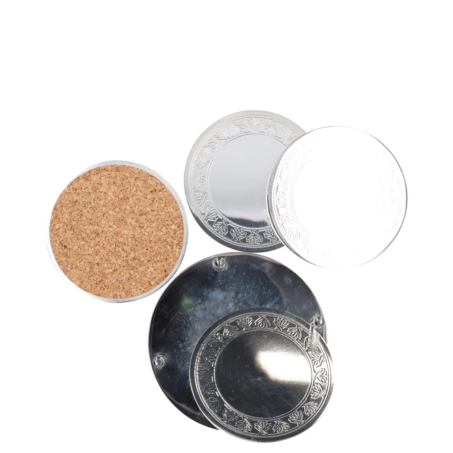 SOHO HOME Rochester Engraved Silver Coasters Set Of 4 Metallic One Size RRP 125 — View 7