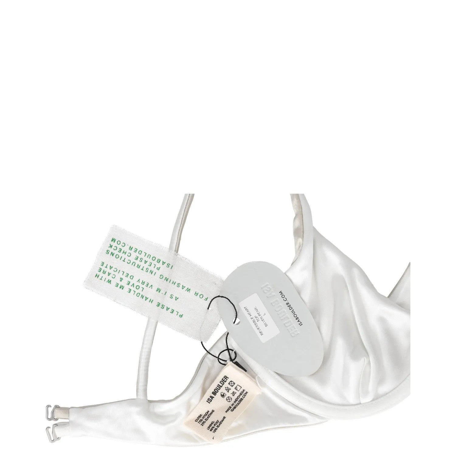 ISA BOULDER Womens Reversible Heart Bikini Top Silver Pearl Halter Neck L RRP140 — View 4