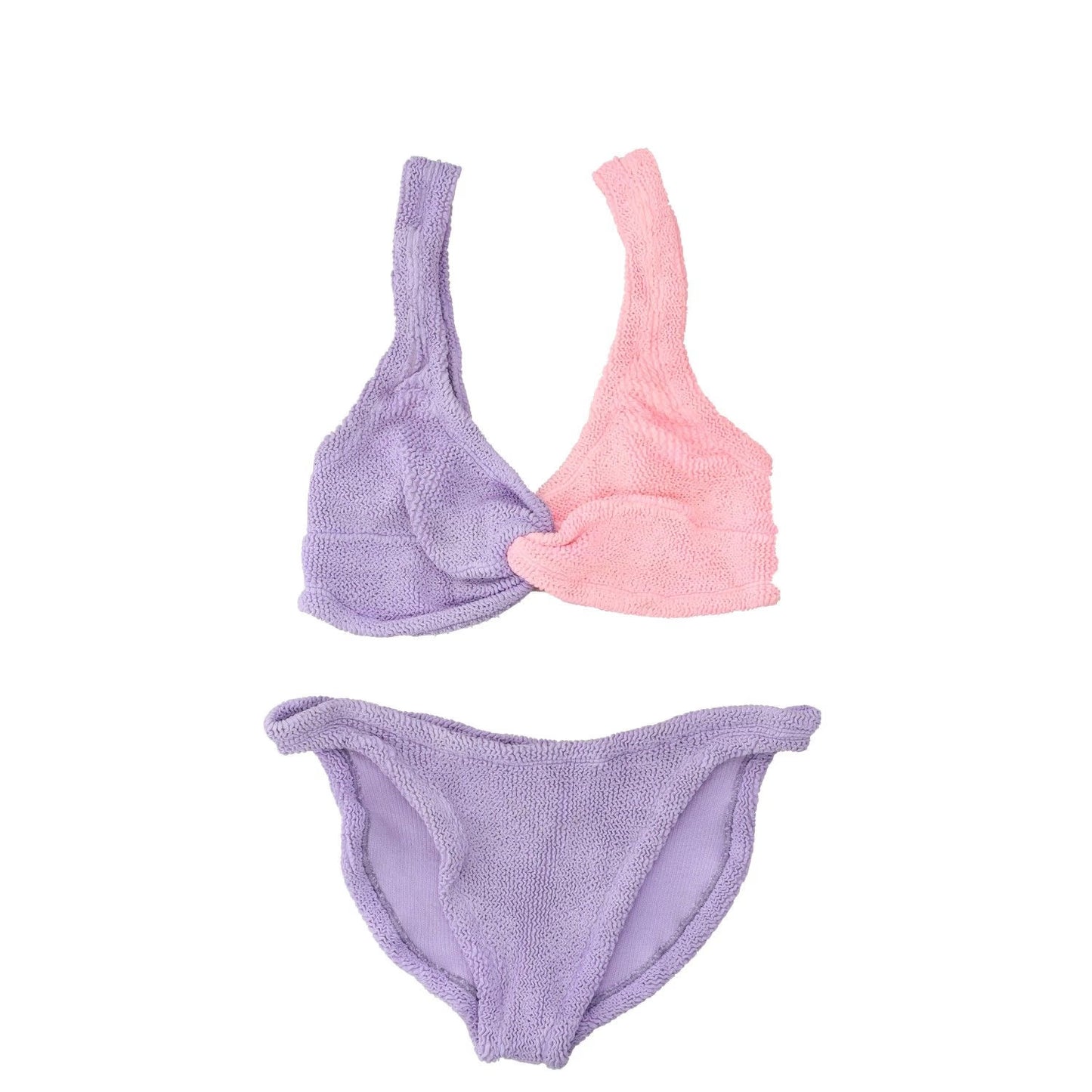 HUNZA G Womens Duo Chelsea Bikini Set Two Tone Twist Front Multicolour OS RRP165 — View 2