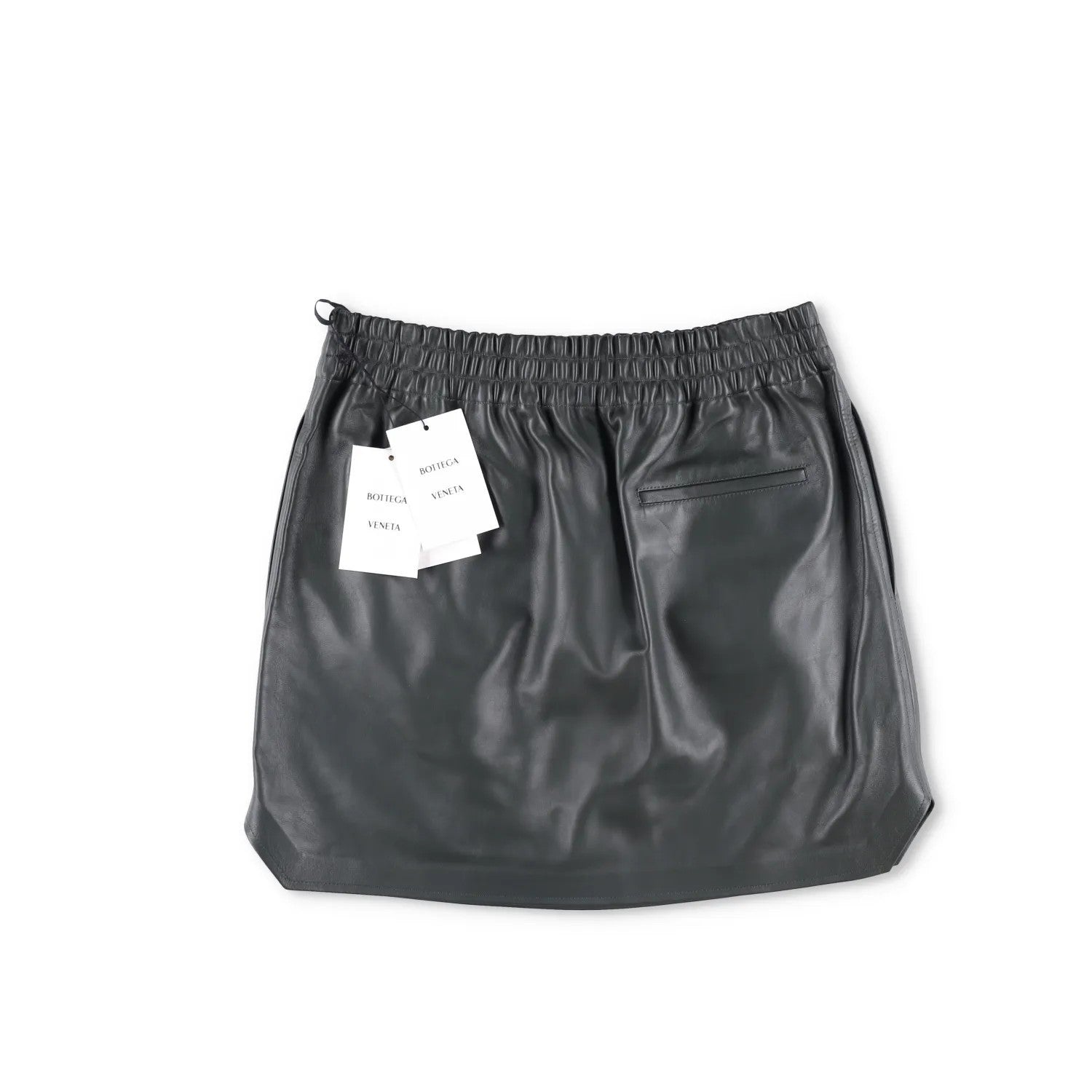 BOTTEGA VENETA Womens Mini Skirt Grey Leather Elastic Waist Size M RRP 700 — View 4