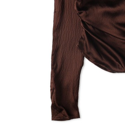 ELLEME Womens Scoop Neck Lomng Sleeve Knot Gathered Top Brown 34 RRP 385 — View 6
