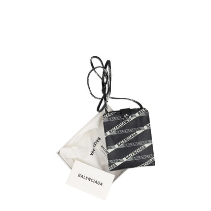 BALENCIAGA Womens Black Leather Crossbody Bag Logo Print Glossy Finish S RRP 525 — View 5