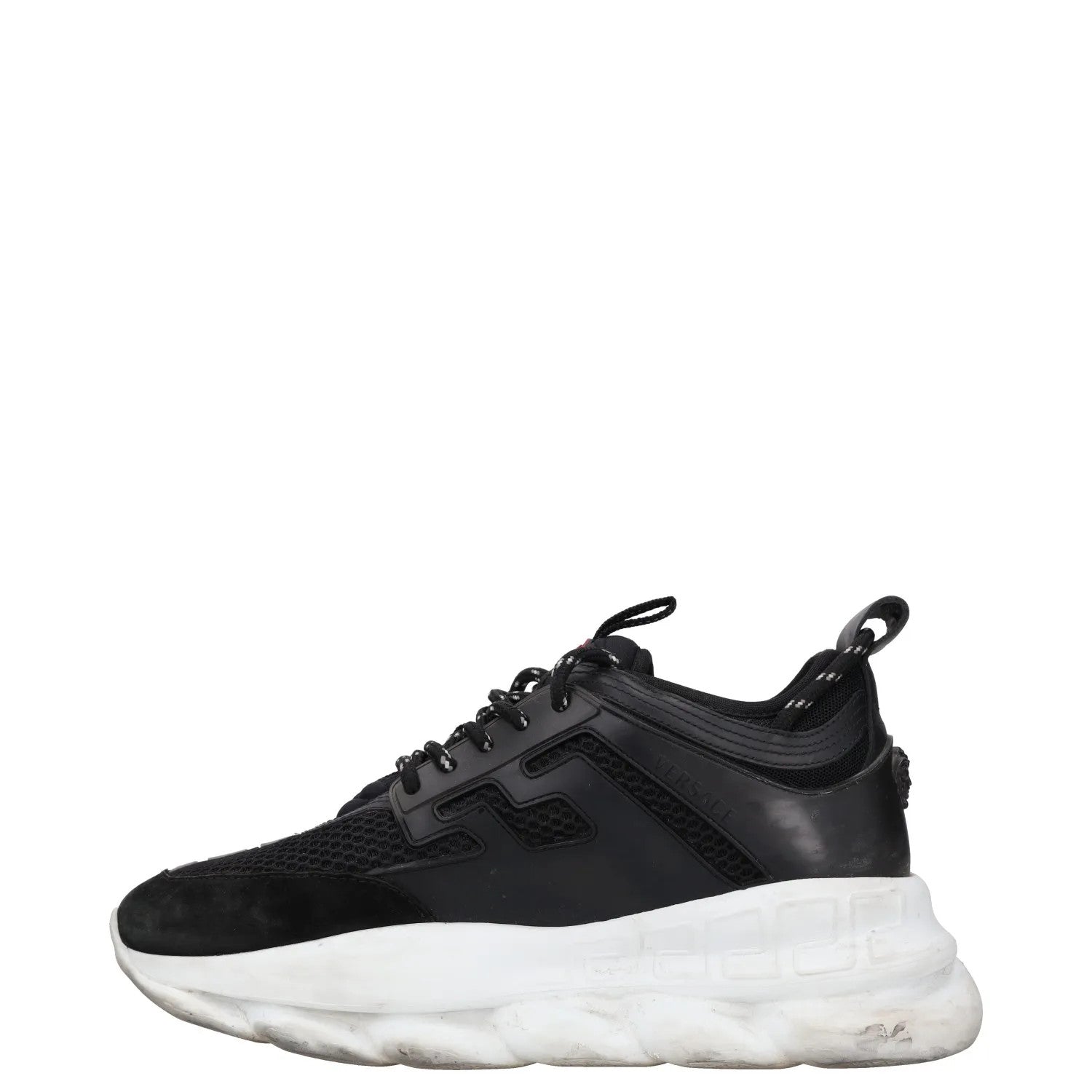 VERSACE Mens Trainers Black Synthetic Low Top Lace Up White Sole UK 6 RRP 400 — View 4