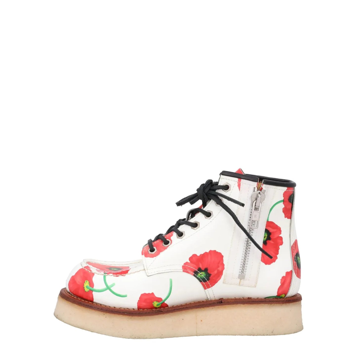 KENZO Womens Yama Lace Boots Leather Casual White Red Floral Size 38 RRP 735 — View 4