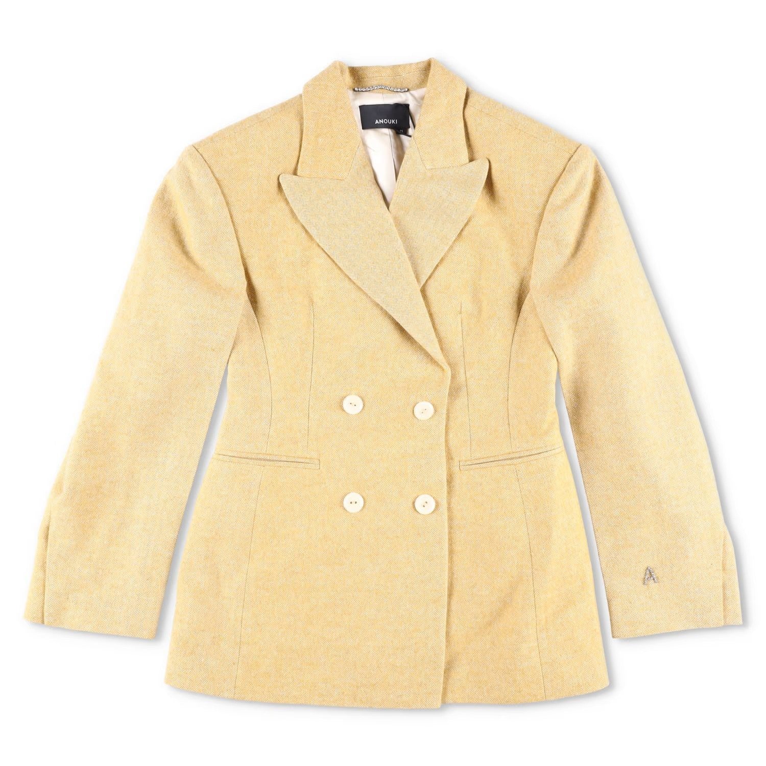 ANOUKI Mens Blazer Yellow Double Breasted Cotton Blend Size XL RRP 900