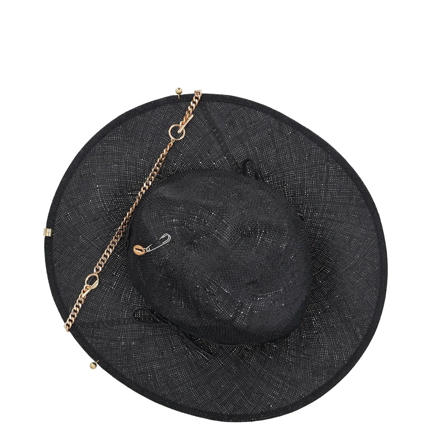 RUSLAN BAGINSKIY Womens Chain Strap Fedora Hat Black Chain Strap Size L RRP 363 — View 7