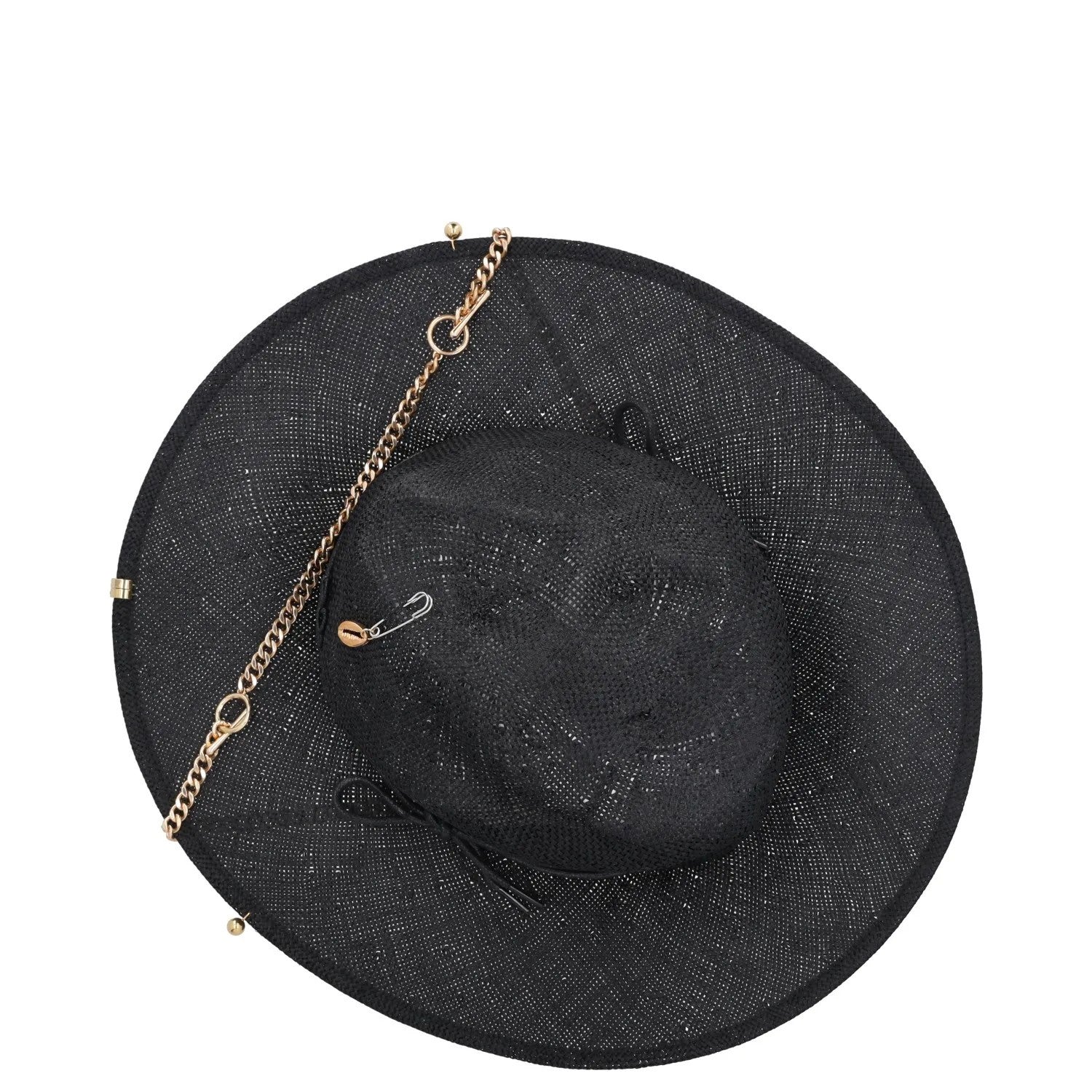 RUSLAN BAGINSKIY Womens Chain Strap Fedora Hat Black Chain Strap Size L RRP 363 — View 7