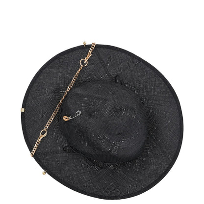RUSLAN BAGINSKIY Womens Chain Strap Fedora Hat Black Chain Strap Size L RRP 363 — View 7