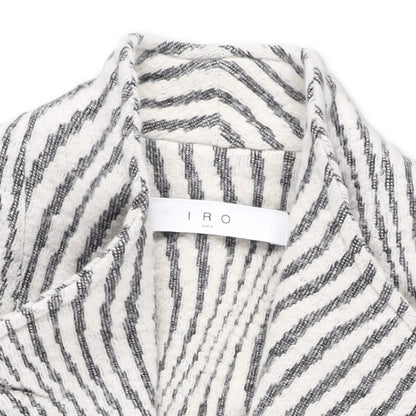 IRO PARIS Womens Kimono Jacket Wool Blend Grey White Striped Size 36 RRP 500 — View 5