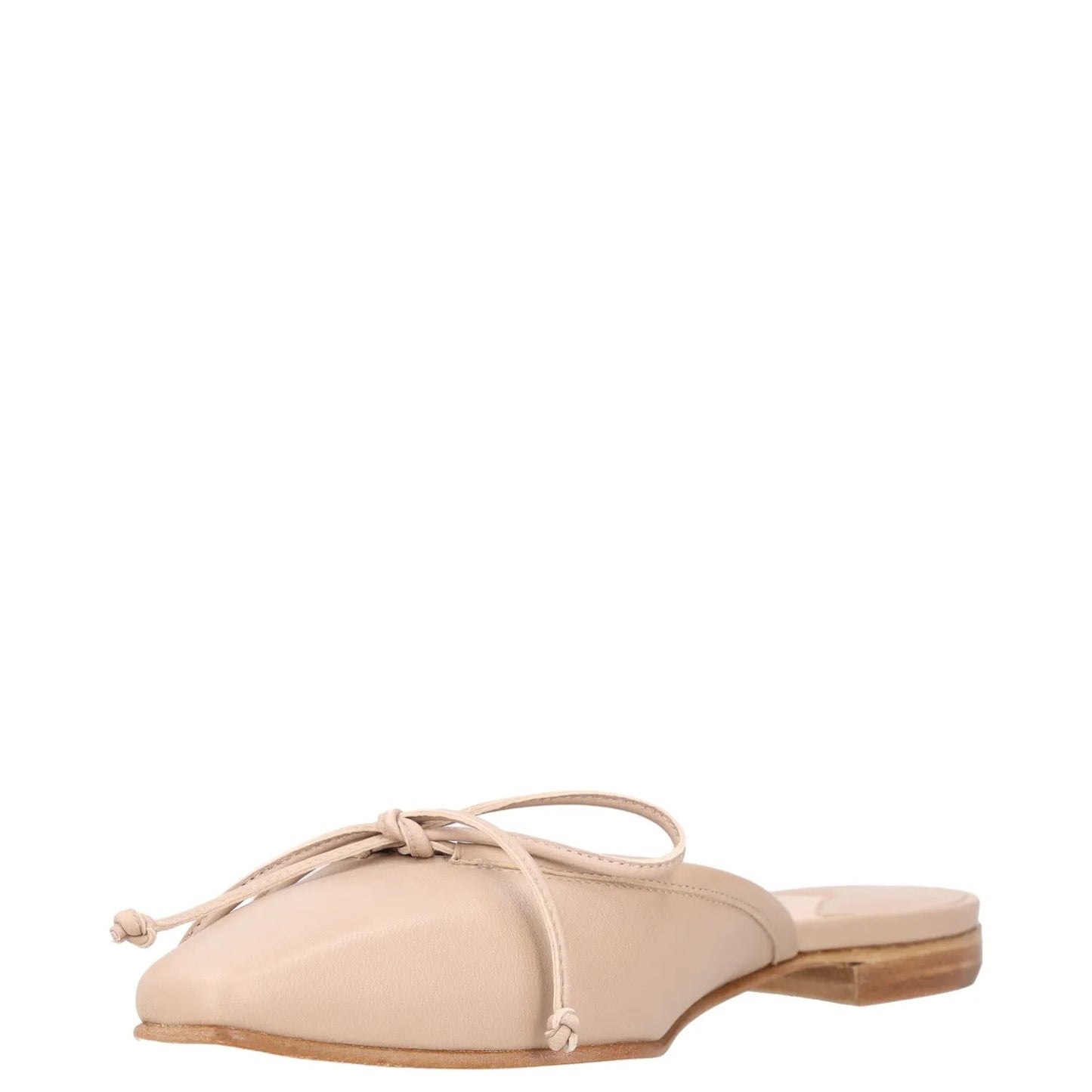 MANOLO BLAHNIK Womens Mules Flats Beige Leather Closed Toe Bow Detail UK3 RRP600 — View 3