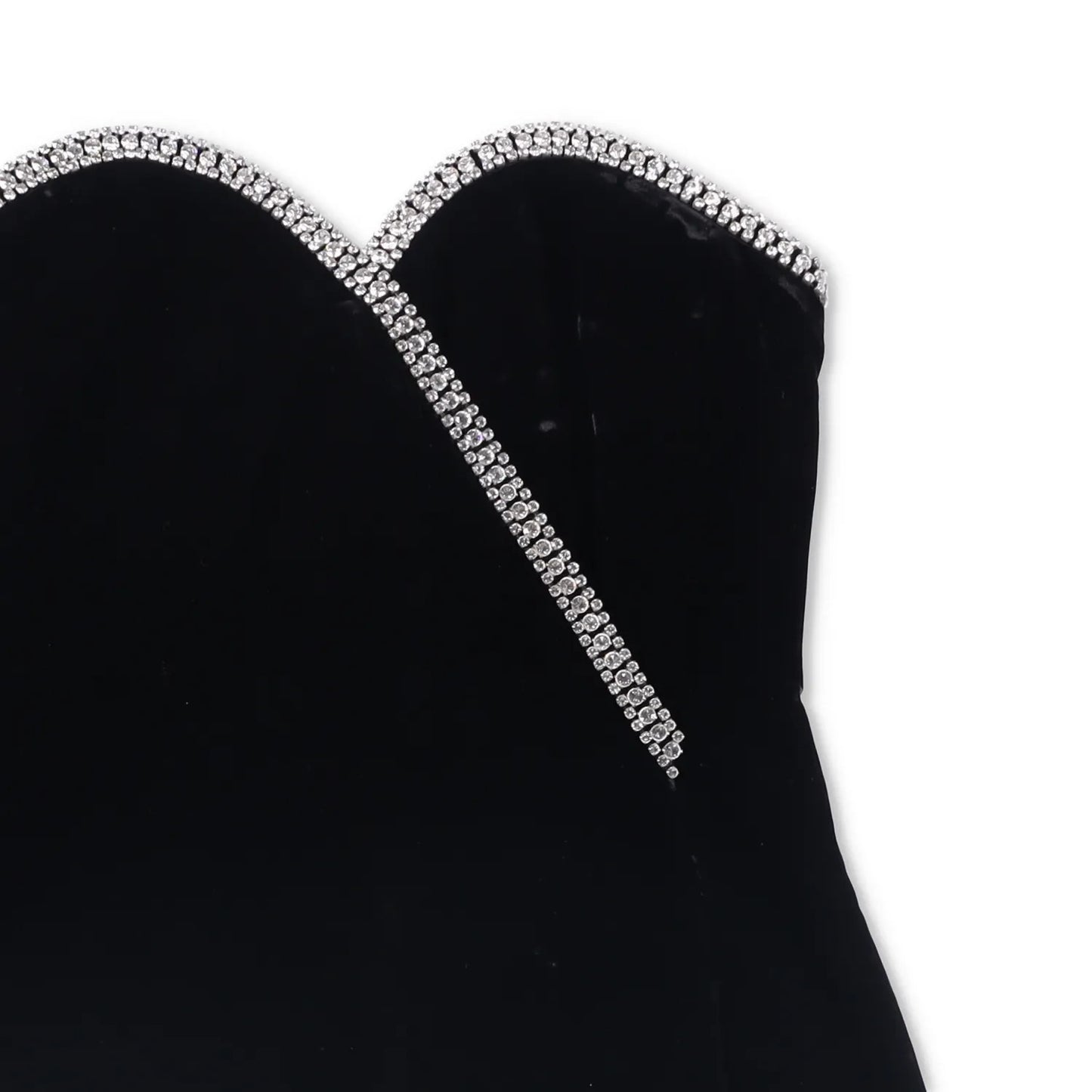 SAINT LAURENT Womens Dress Mini Black Sweetheart Neck Diamante Velvet 34 RRP2840 — View 3