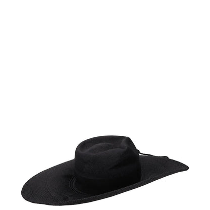 RUSLAN BAGINSKIY Womens Wide Brim Straw Fedora Hat Black Size M RRP 520 — View 5
