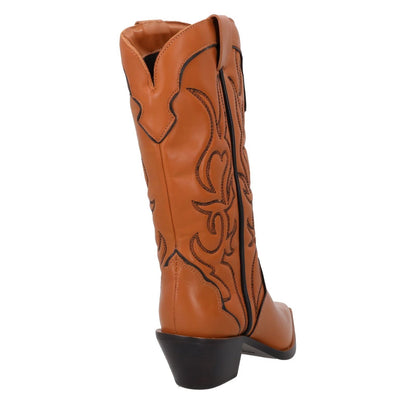 REFORMATION Womens Leather Cowboy Boots Brown Mid Calf Embroidered UK 3.5 RRP460 — View 6