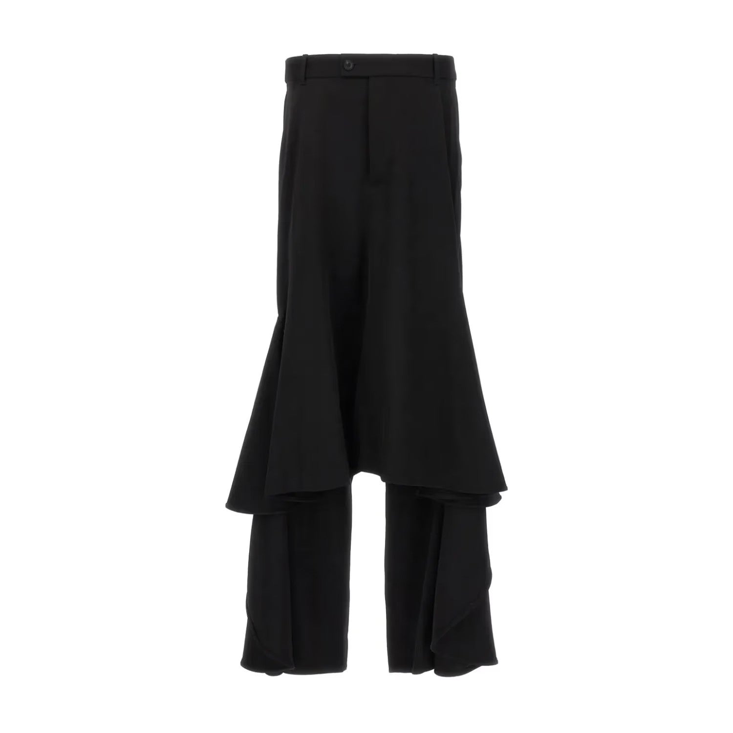 BALENCIAGA Womens Godet Skirt Maxi Asymmetric Twill Black Size 38 RRP 2450