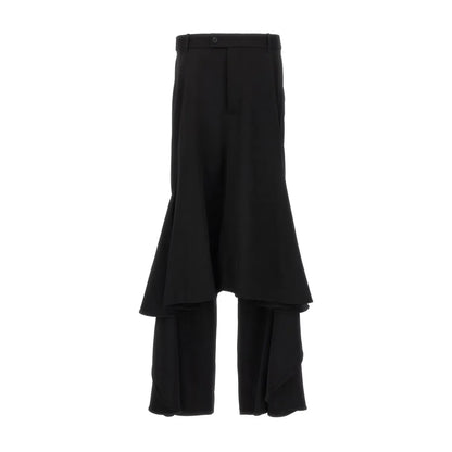 BALENCIAGA Womens Godet Skirt Maxi Asymmetric Twill Black Size 38 RRP 2450