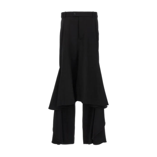 BALENCIAGA Womens Godet Skirt Maxi Asymmetric Twill Black Size 38 RRP 2450