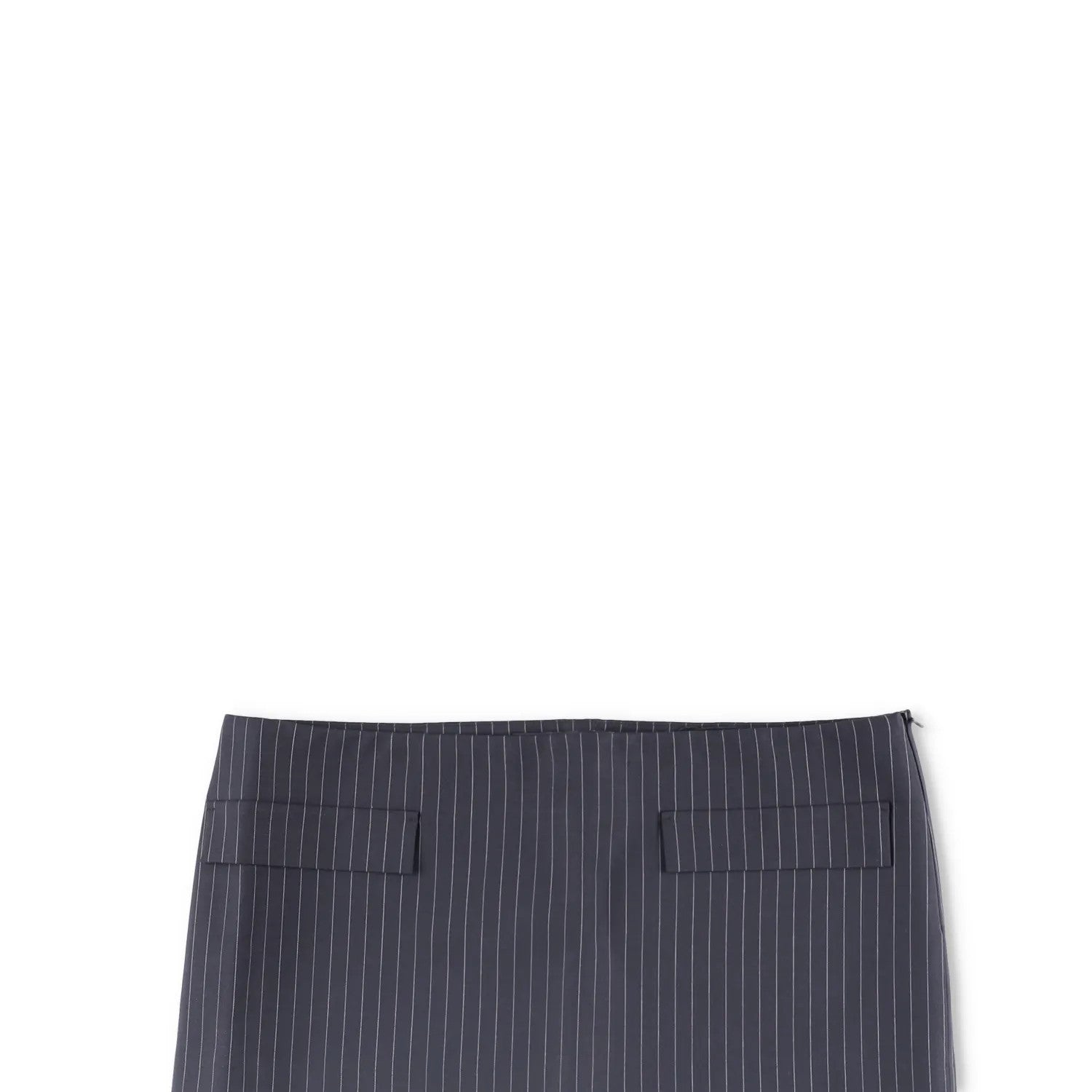 MOWALOLA Womens Pin Striped Mini Skirt Black Twill Zip Short Size S RRP 270 — View 2