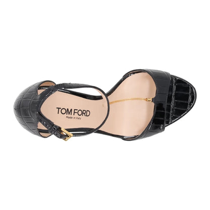 TOM FORD Womens Black Leather Stiletto Heel Sandal Chain Accent EU 36 RRP 1270 — View 7