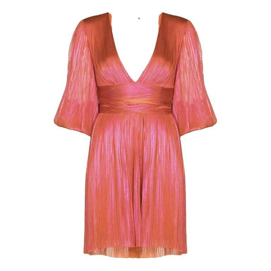 MARIA LUCIA HOHAN Sandra Mini Dress Orange Foiled Silk Size 34 RRP1850
