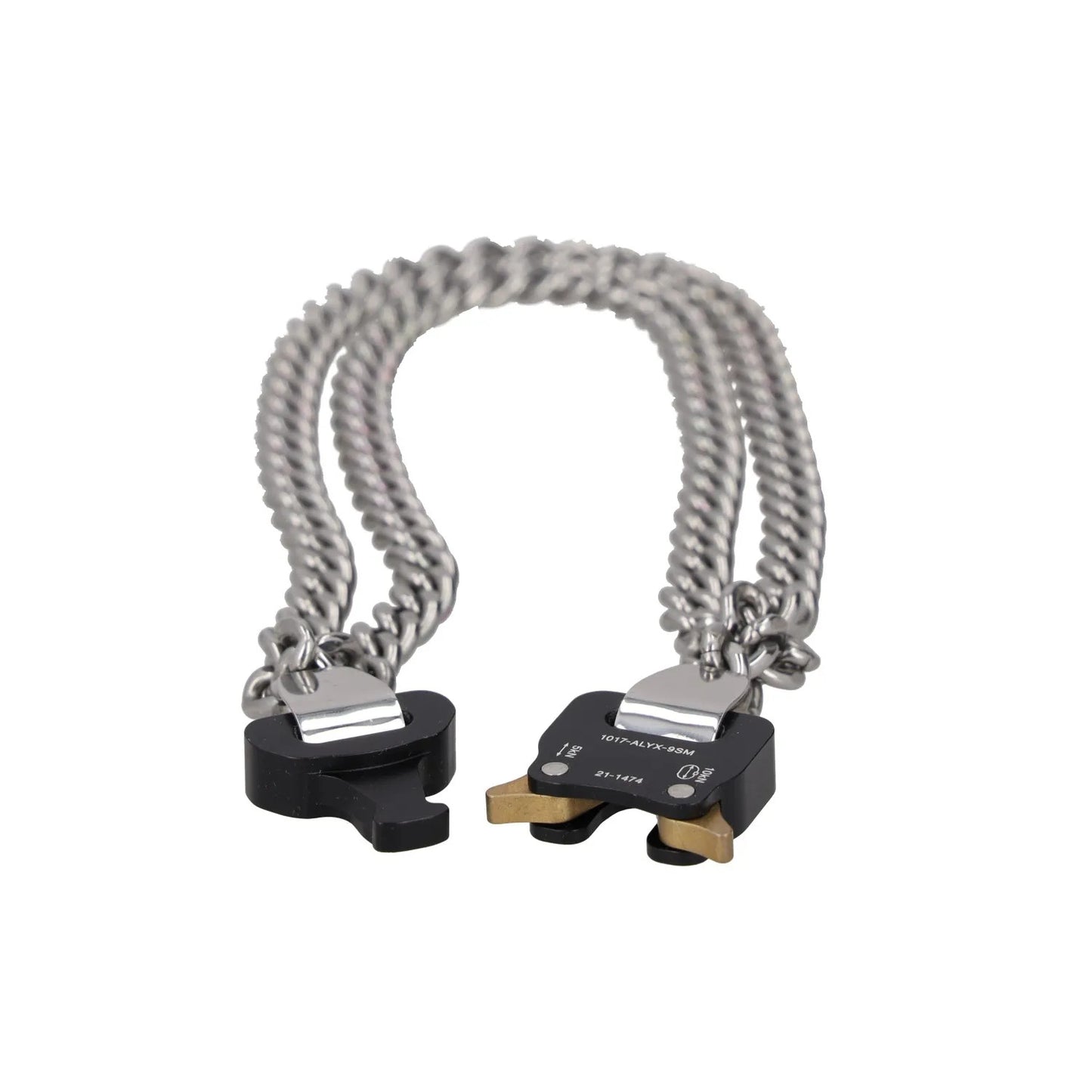 1017 ALYX 9SM Women Chain Necklace Grey Metal Stainless Steel Turn Lock S RRP400 — View 9