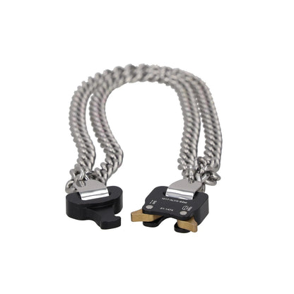 1017 ALYX 9SM Women Chain Necklace Grey Metal Stainless Steel Turn Lock S RRP400 — View 9