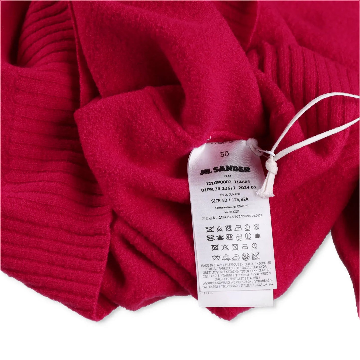 JIL SANDER Mens Fine Boiled Wool Crew Neck Jumper Pullover Red Size 50 RRP 660 — View 8