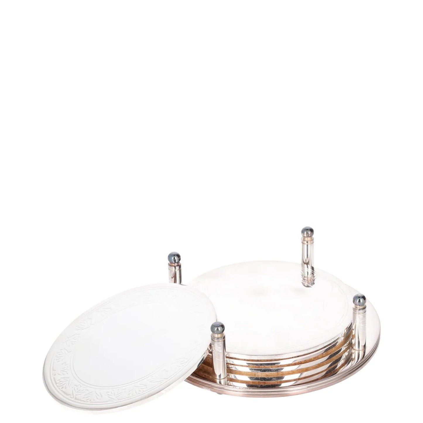 SOHO HOME Rochester Engraved Silver Coasters Set Of 4 Metallic One Size RRP 125 — View 3