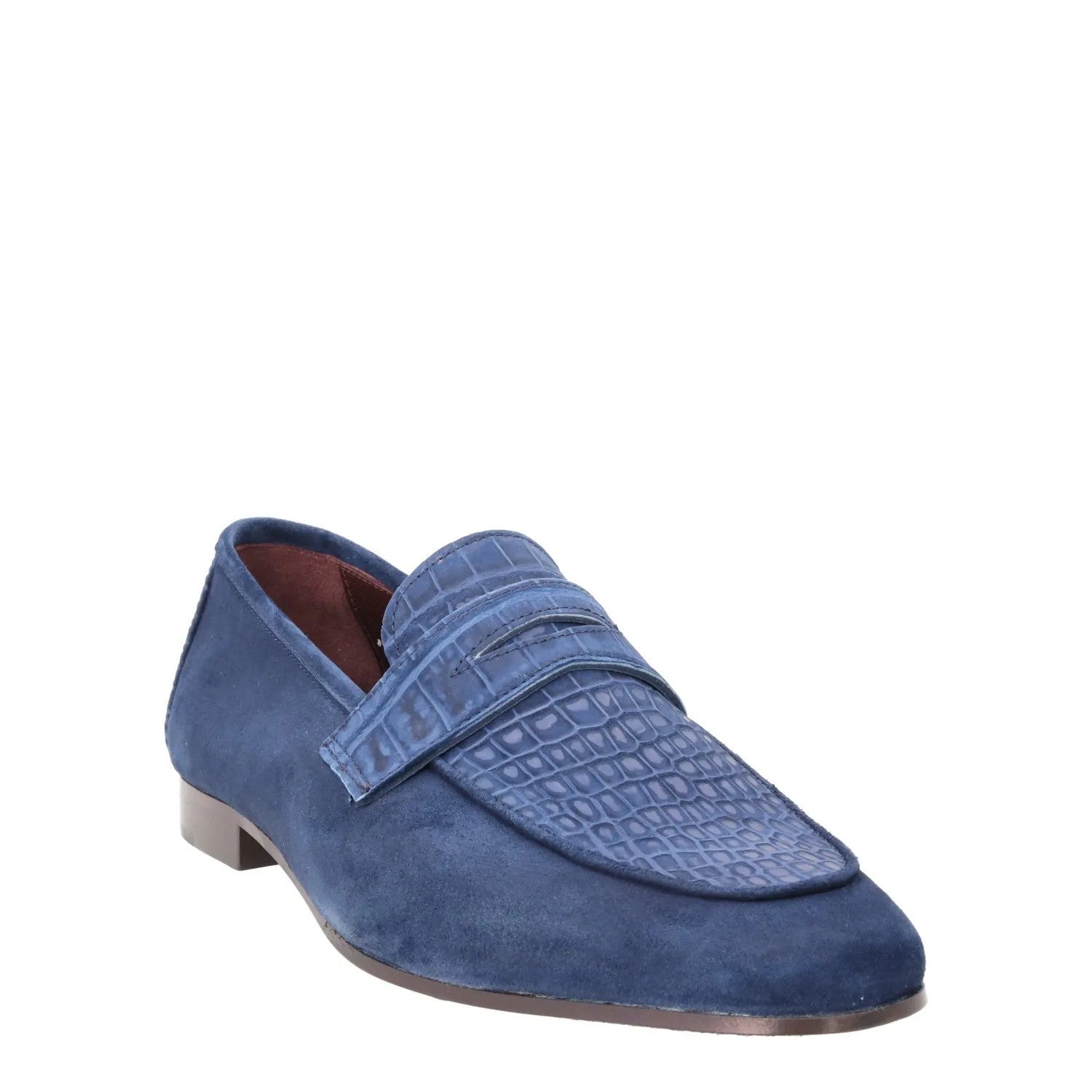 BOUGEOTTE Mens Slip On Loafers Suede Leather Almond Toe Blue UK 7 RRP 1955 — View 2