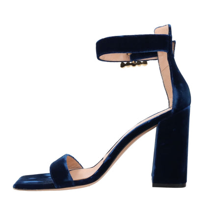 GIANVITO ROSSI Womens Sandals Strappy Blue Leather High Block Heel UK 6 RRP 910 — View 4