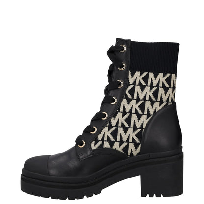 MICHAEL KORS Womens Mid Calf Boots Black Rubber Sole White MK Logo UK 4 RRP 150 — View 4