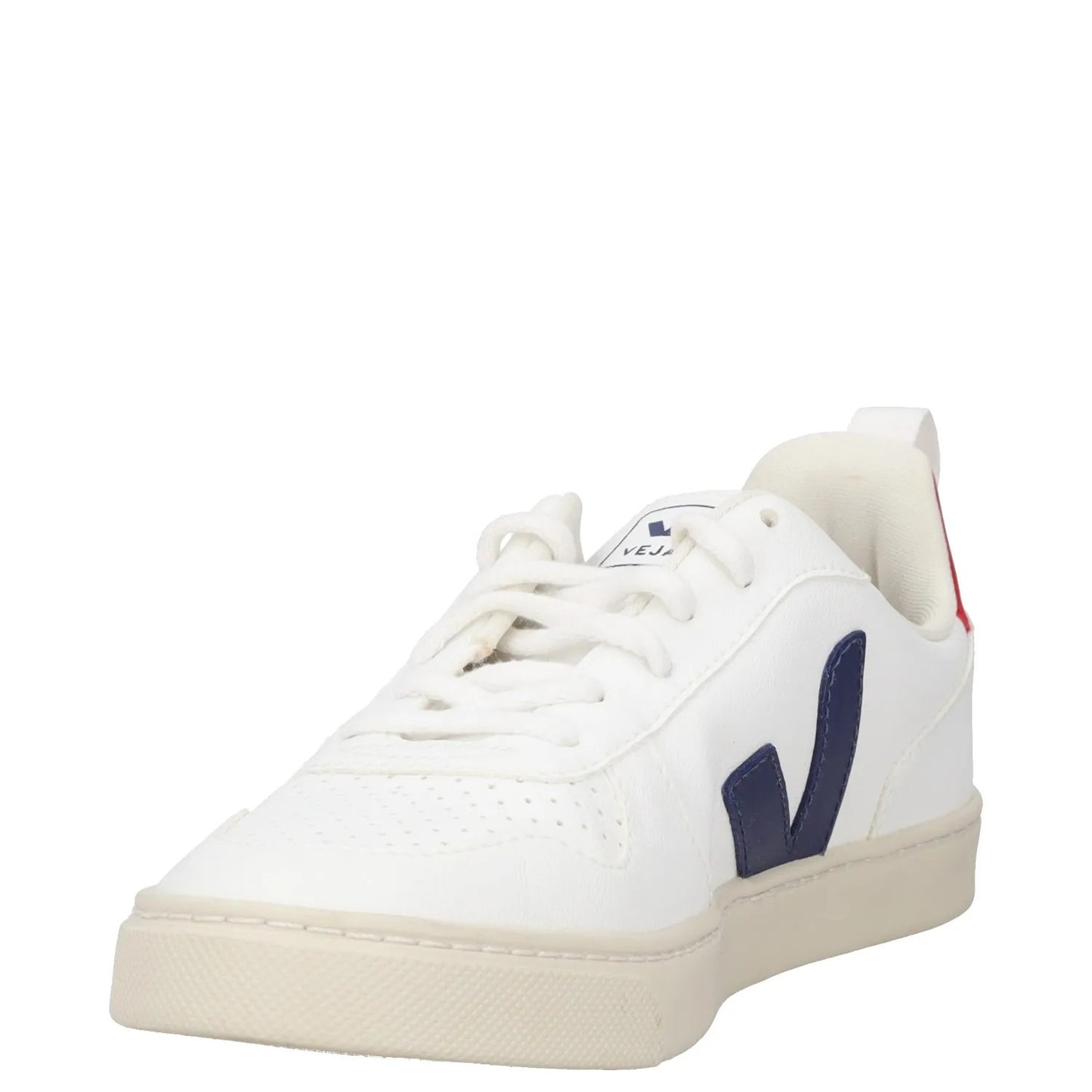 VEJA Womens Trainers White Leather Low Top Lace Up Red Blue Upper UK 4 RRP 140 — View 3