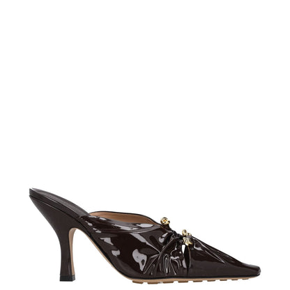 BOTTEGA VENETA Women High Heel Point Toe Mule Patent Leather Brown UK4.5 RRP1330