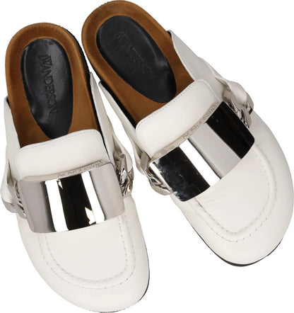 J.W. ANDERSON Womens Anderson Gourmet Loafer Tag Chain Leather White UK4 RRP 495 — View 9
