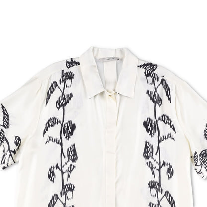 ASCENO Womens Montauk Shirt Ecru Vine Multi Short Sleeve Silk Twill M RRP 390 — View 2