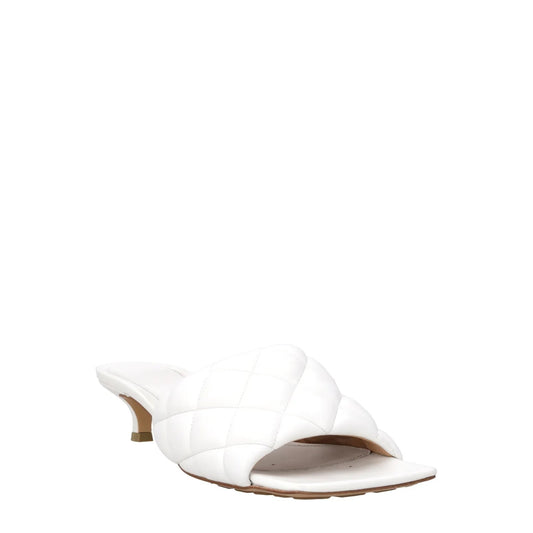 BOTTEGA VENETA Womens Mule Mid Heel Leather Quilted Square Toe White EU34 RRP810 — View 2